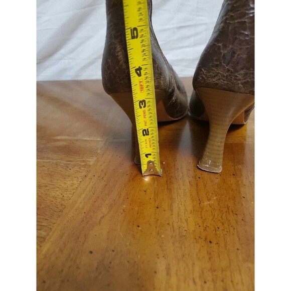 Los Canelos* Brown Flower Mexican Ostrich Ankle Mid Calf Bootie Boots Size 7 - Picture 5 of 8